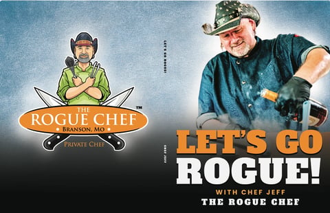 The Rogue Chef logo and promotional image with Chef Jeff in Branson, Missouri